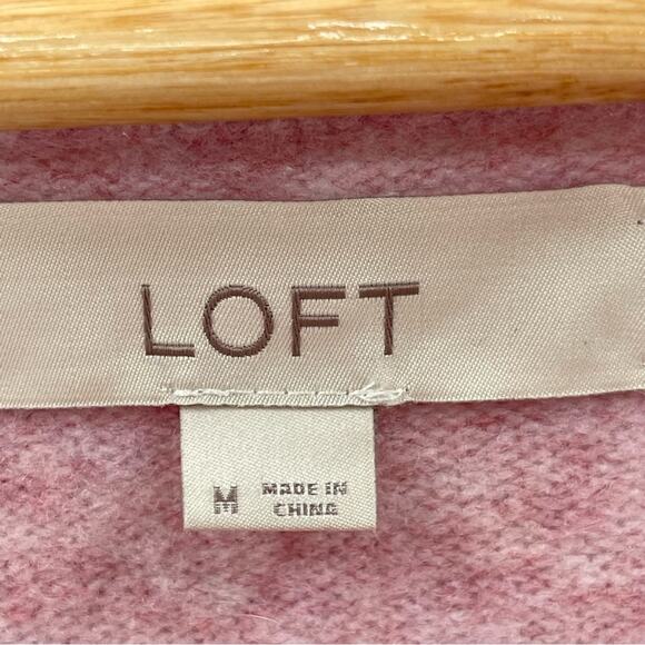 Loft “CAT MAMA” Wool Blend Soft Cozy Pink Crewneck Sweater Size Medium - Picture 10 of 11